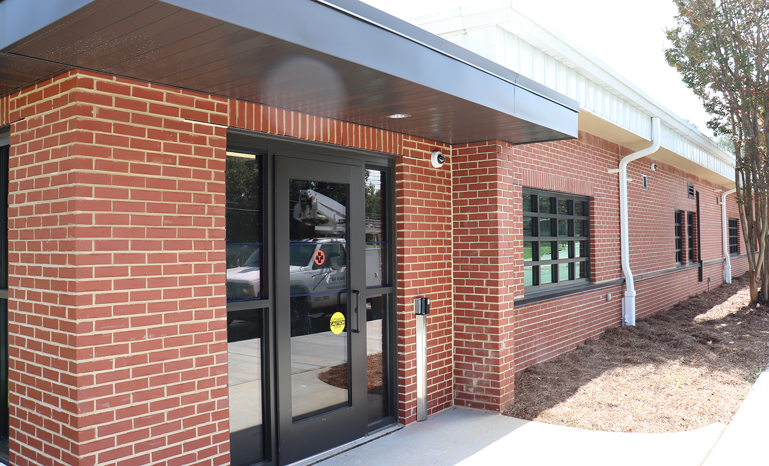 Exterior of clinic, showing door