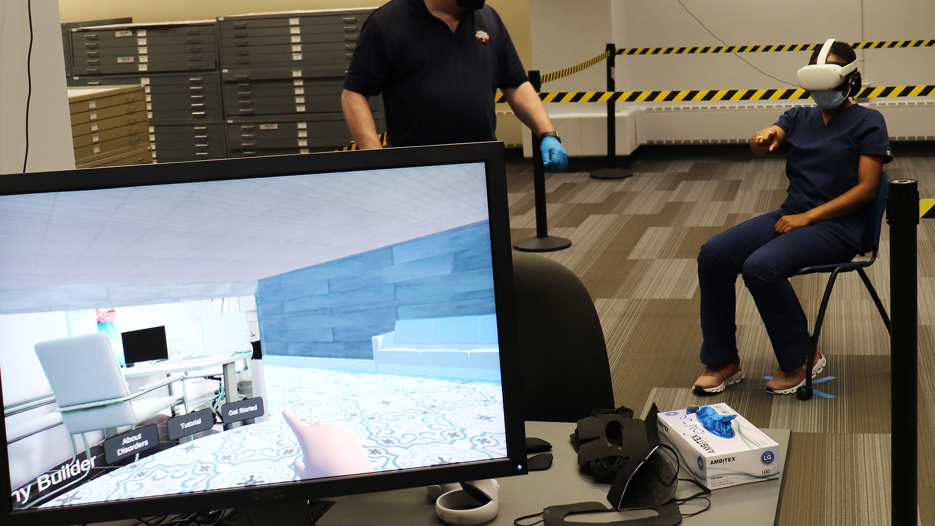 Student participates in virtual reality exercise