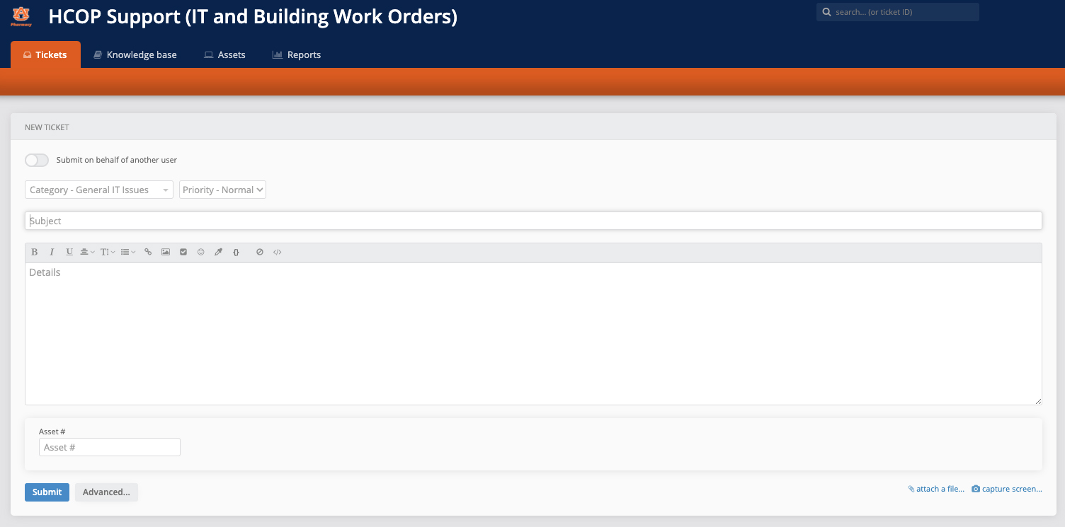 Ticketing System Screen